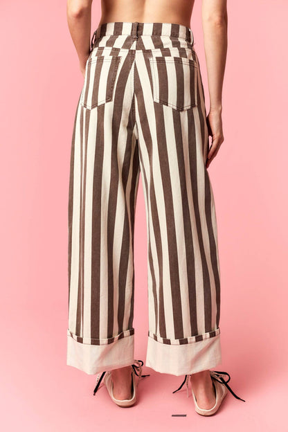Stripe Barrel Printed Jeans