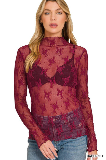 Brown Lace Layering Top