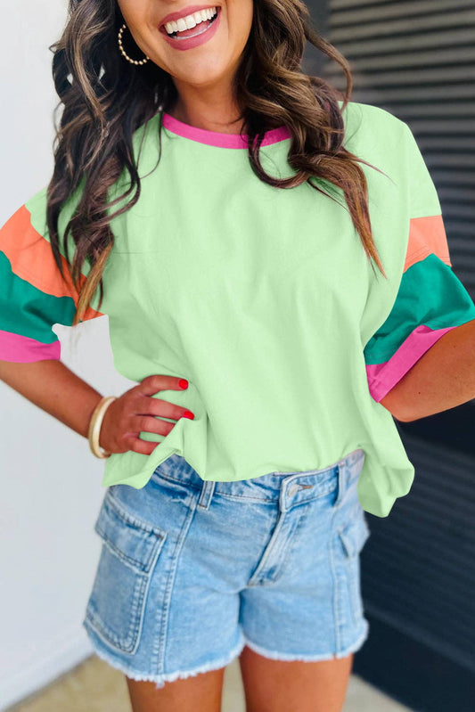| Colorblock 3/4 Sleeve Oversize (Green)