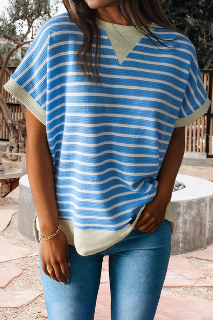 Stripe Contrast Trim Top