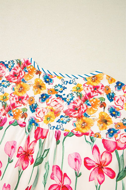 Floral Print Striped Blouse