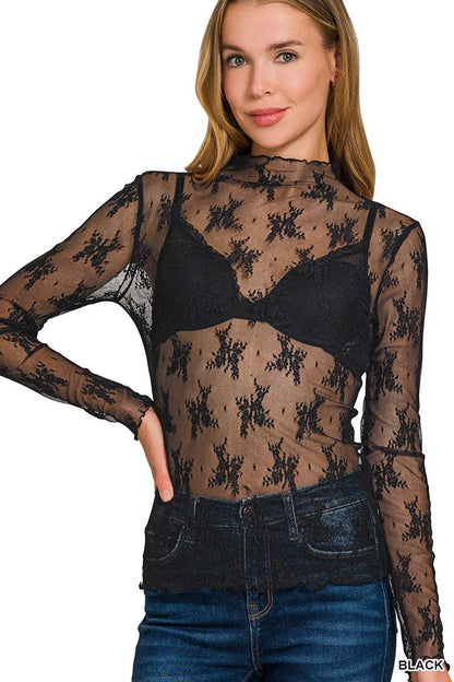 Brown Lace Layering Top