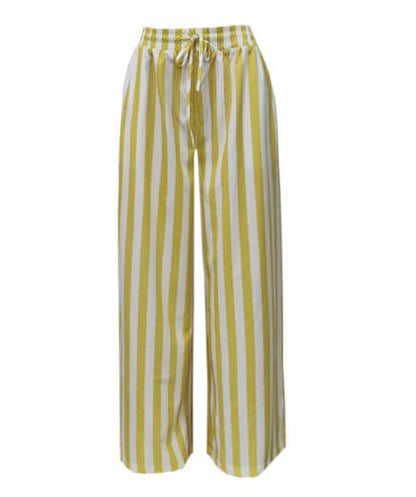 Multi Color Boho Beach Vertical Stripe Lace-Up Pants
