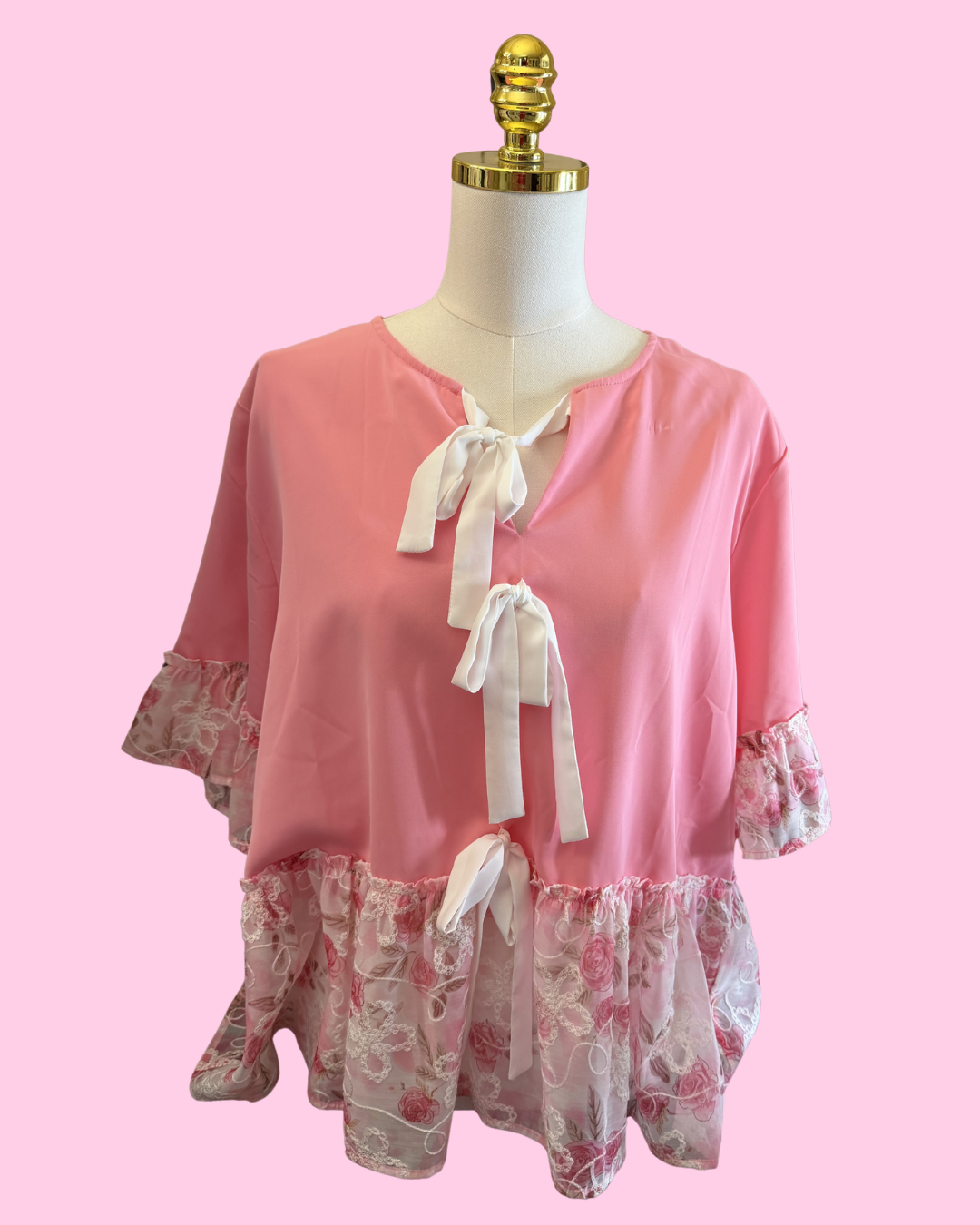 Floral Tie Bow Top