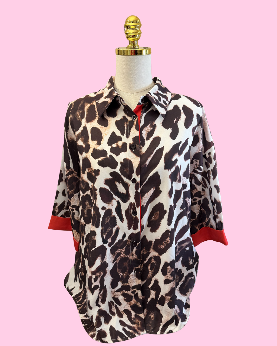 Red Accent Leopard Top