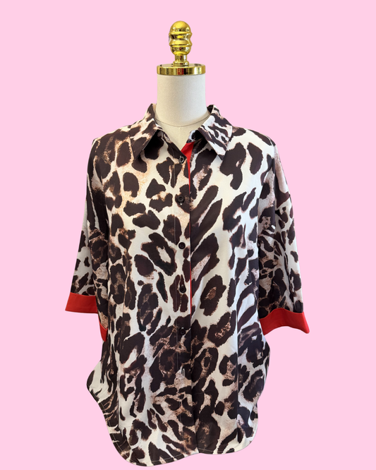 Red Accent Leopard Top