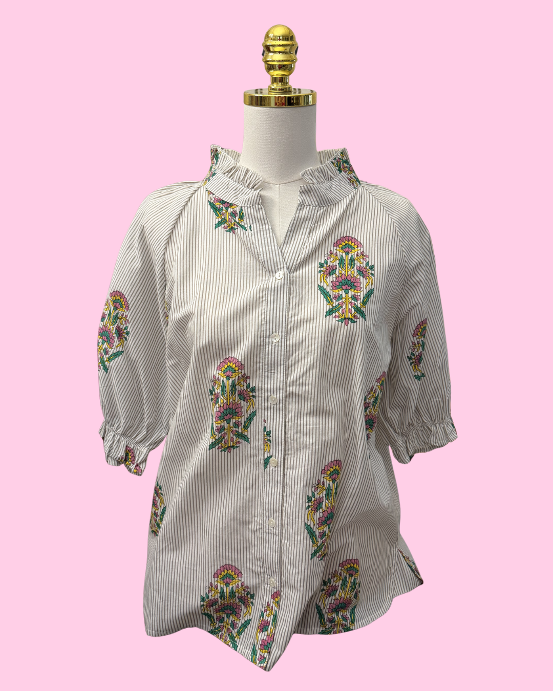 Pin Stripe Floral Blouse