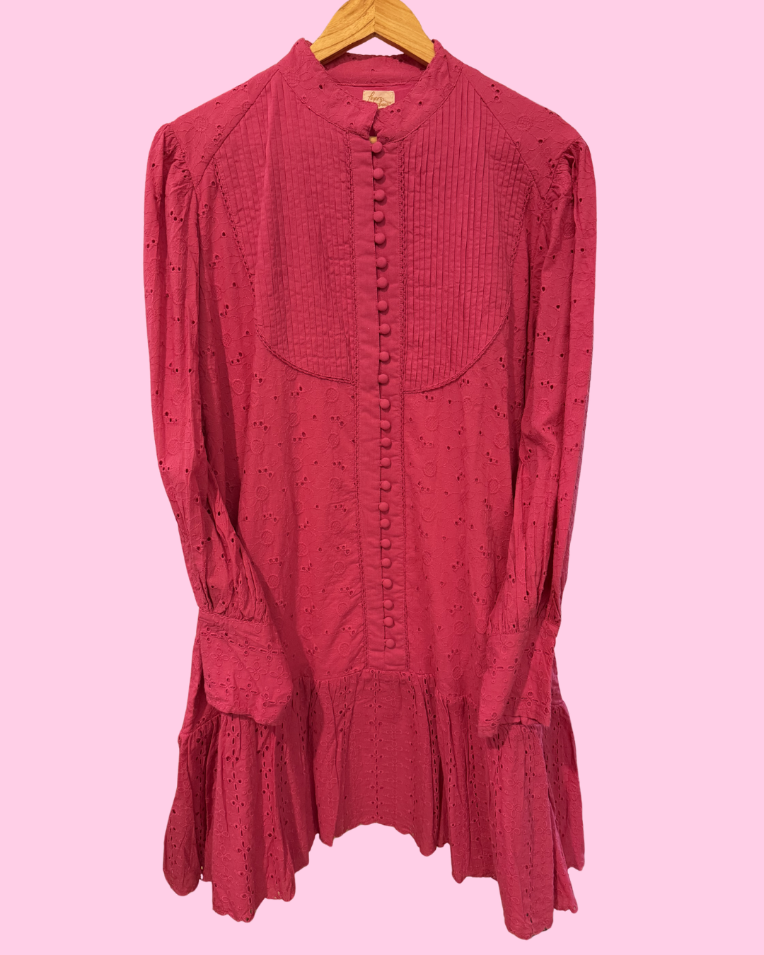 Pink Lace Trim Dress