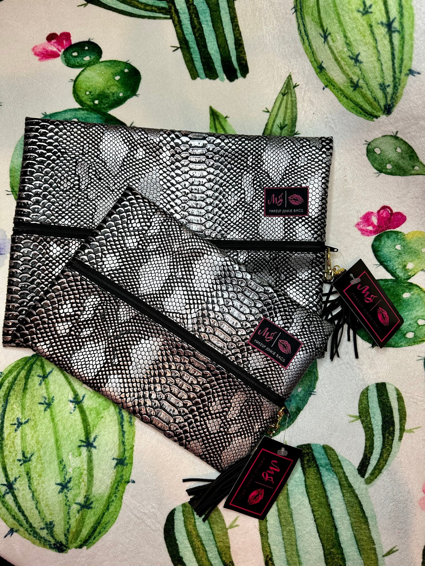 Gunmetal Makeup Junkie Bag