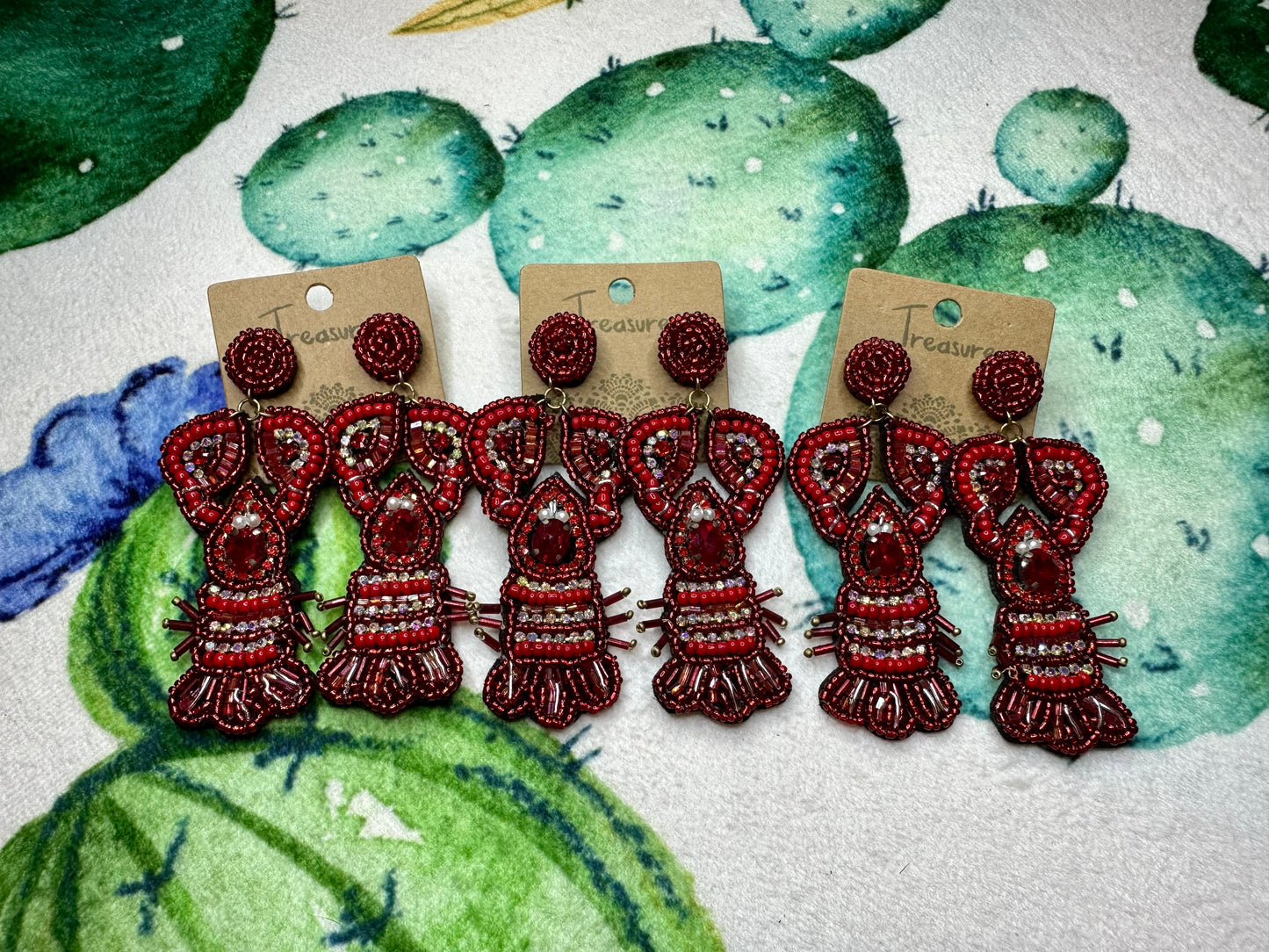 Beaded Crawfish Earrings