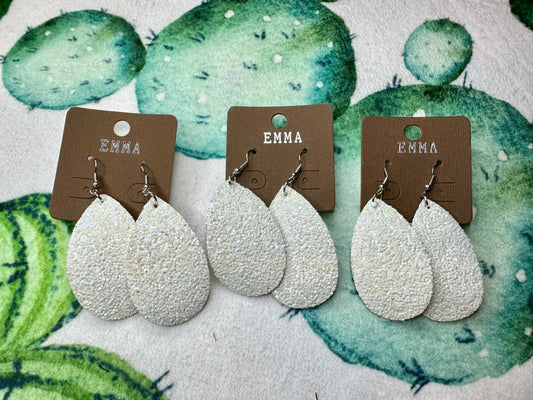 White Glitter Earrings