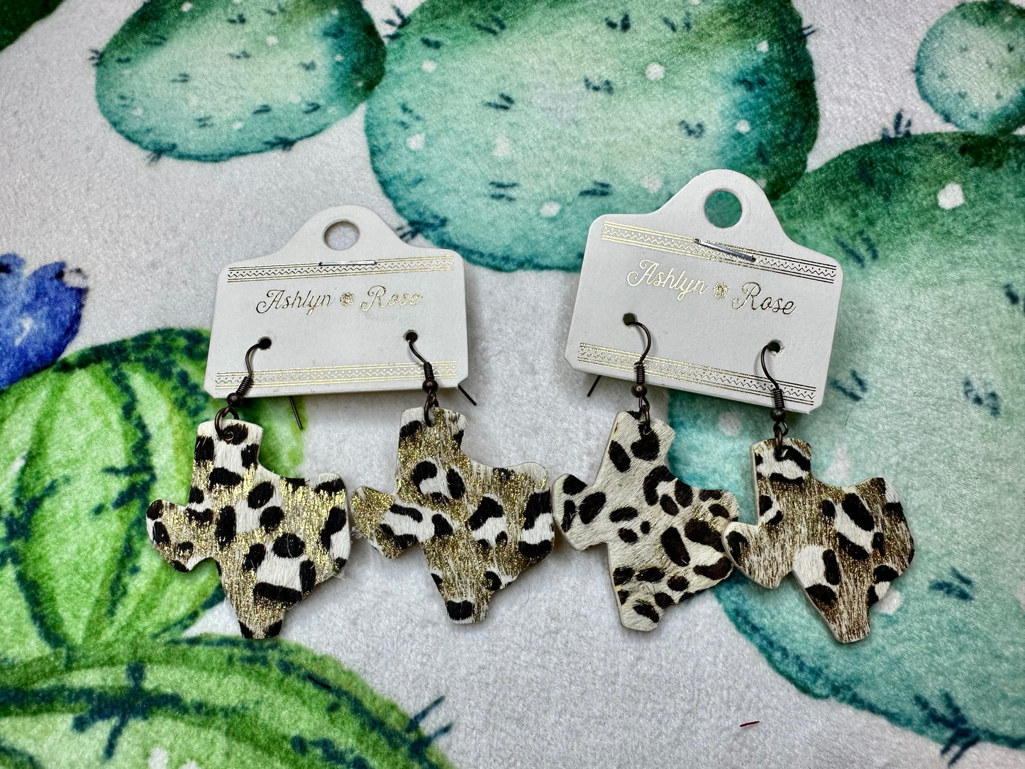 Gold Leopard Texas Hide Earrings - UD