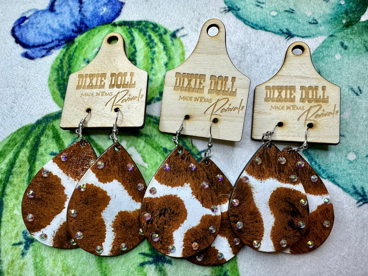 Brindle Rhinestone Cowgirl Earrings - UD