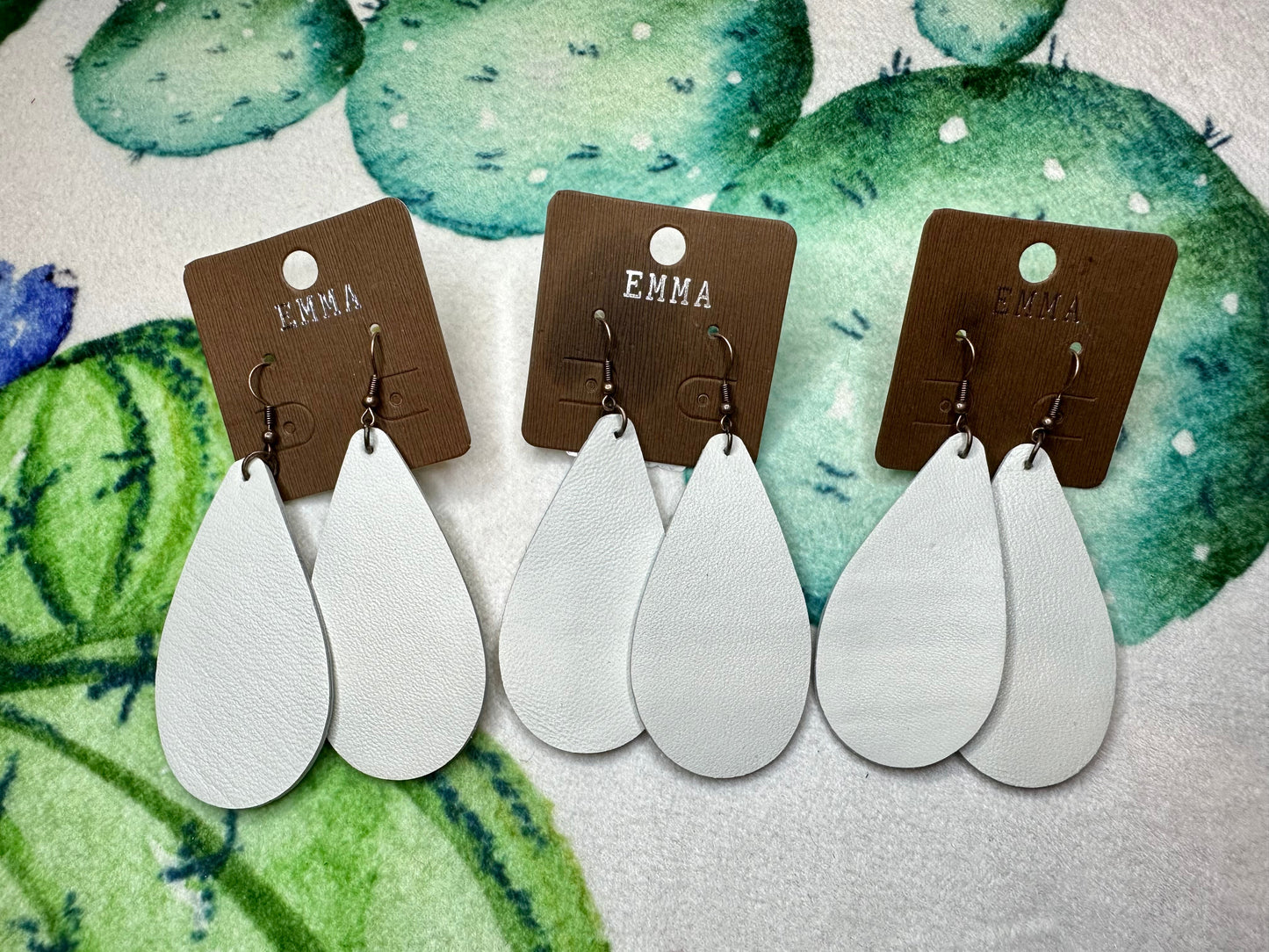 White Tear Drop Earrings