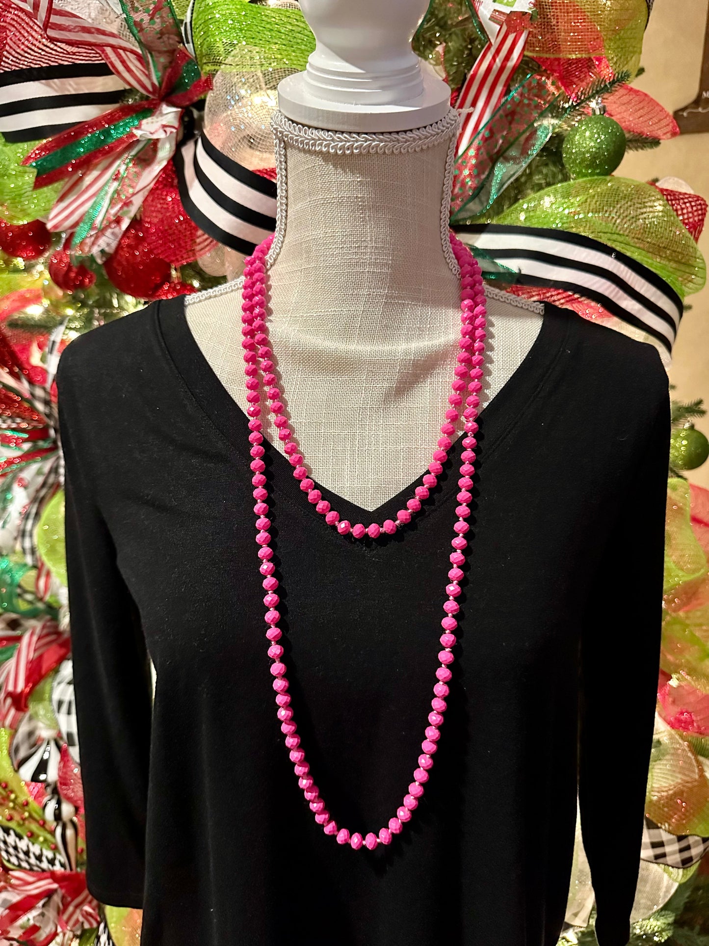 Neon Pink Beaded Necklace