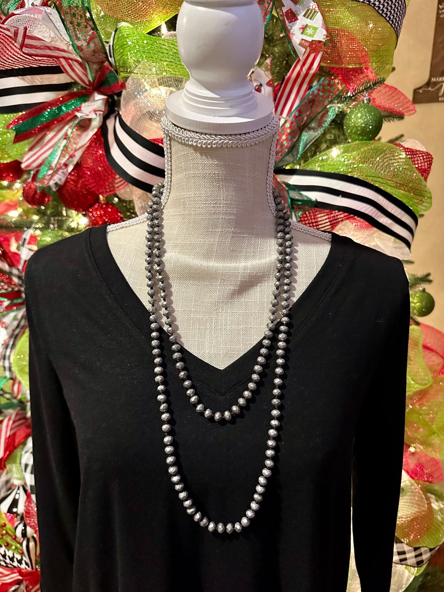 Grey Matte Bead Necklace