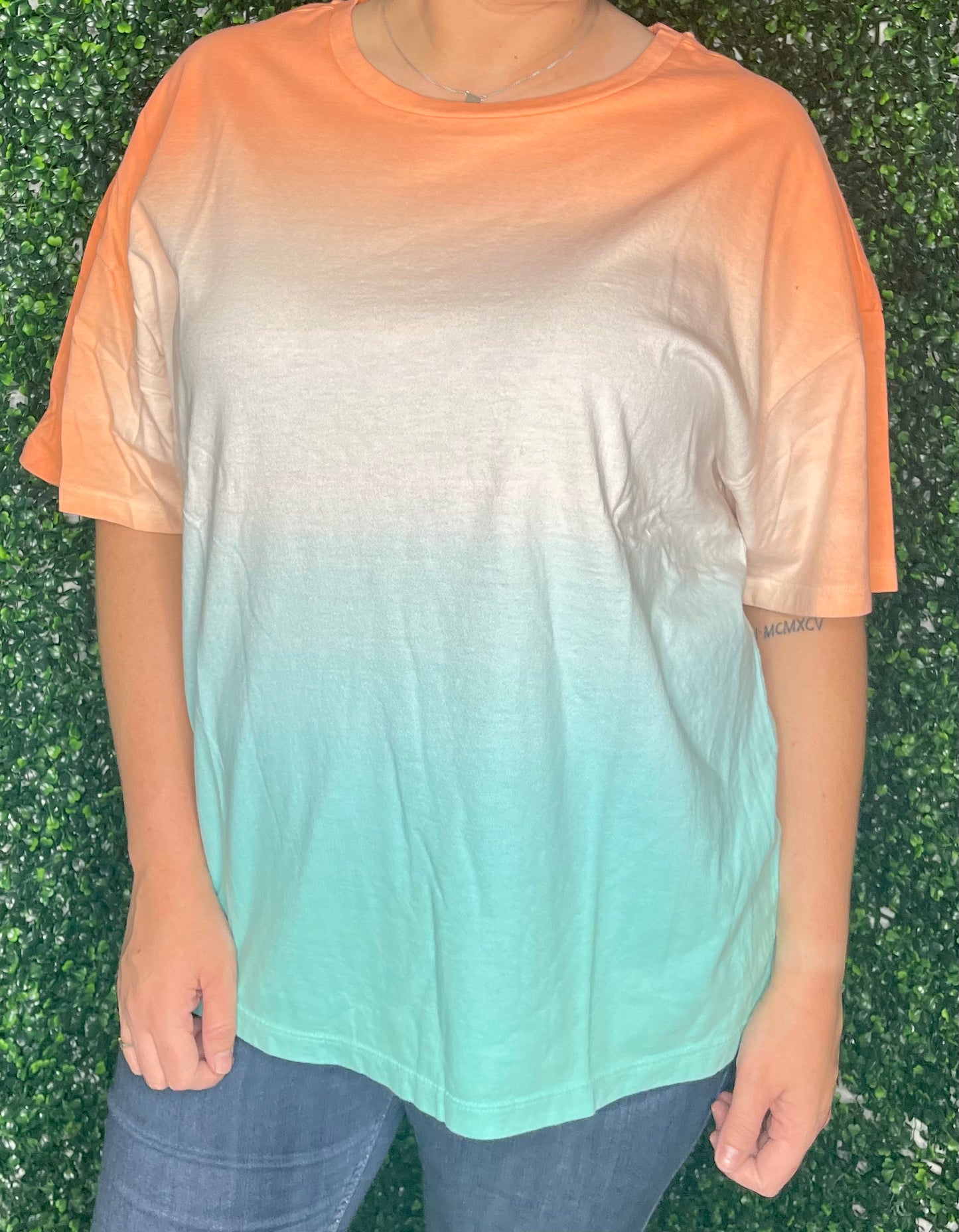 Neon Coral & Mint Dip Dye Top - Updated